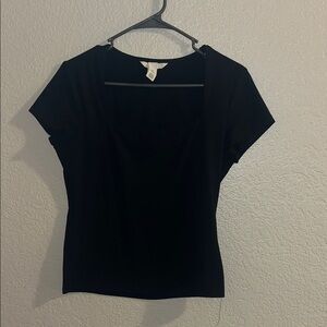 Square Neck Black Women's Top